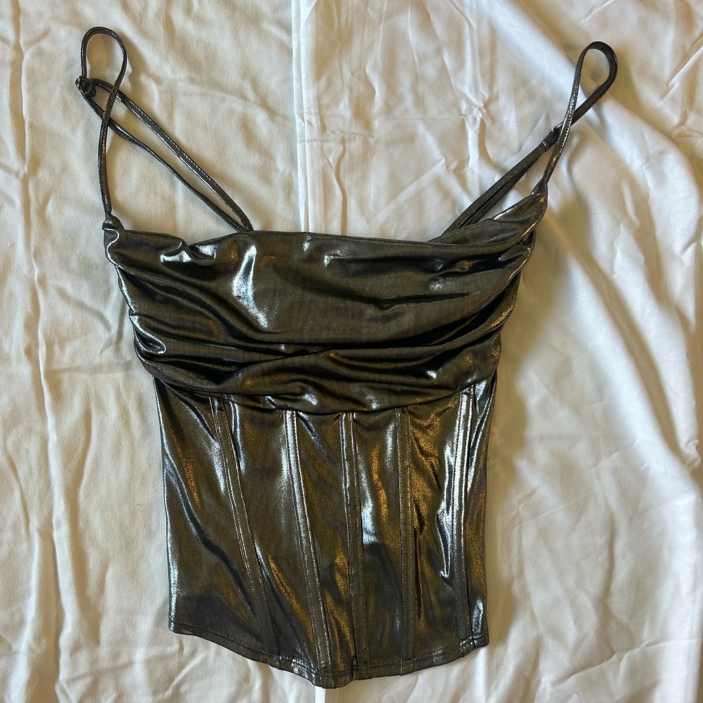 Shiny Black Corset Top